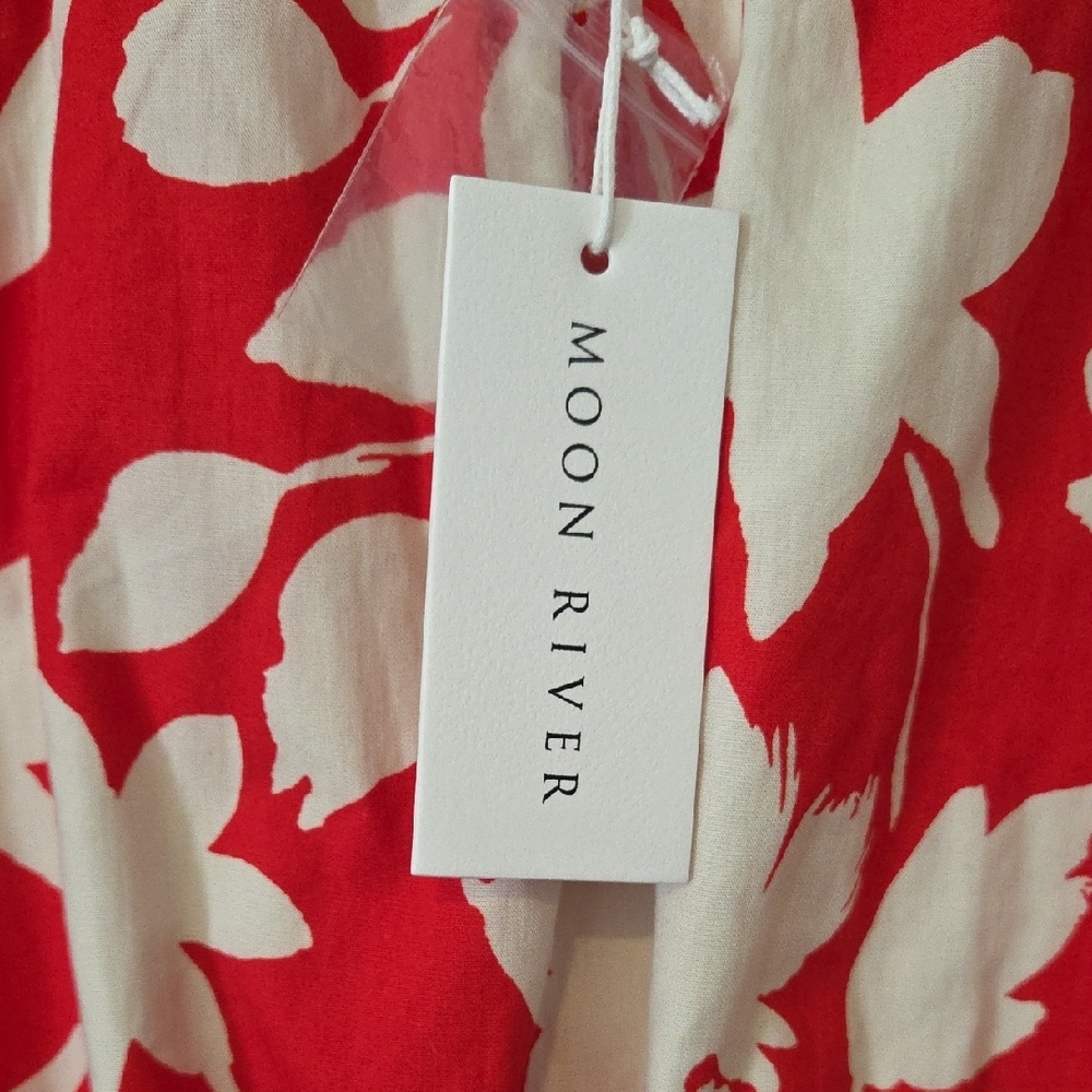 Moon River Vibrant Red and Cream Dress - Picture 3 of 6